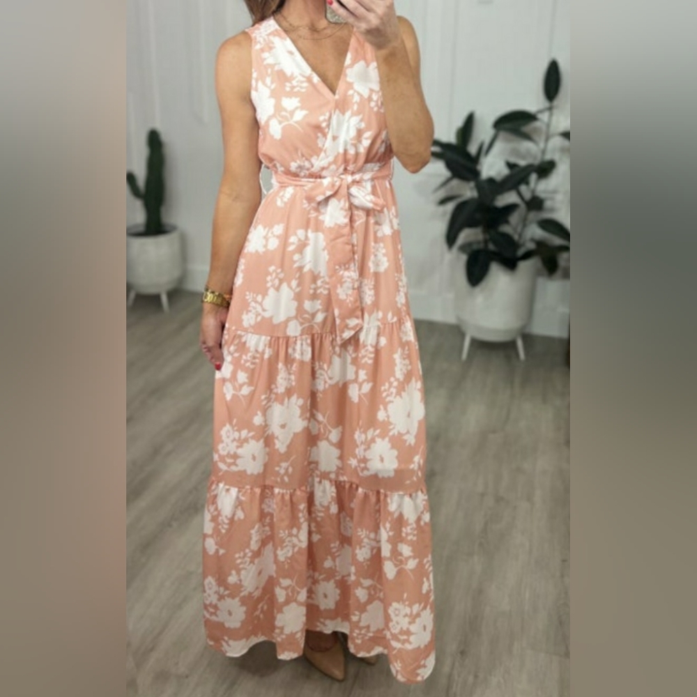 Peach Floral Tank Dress
